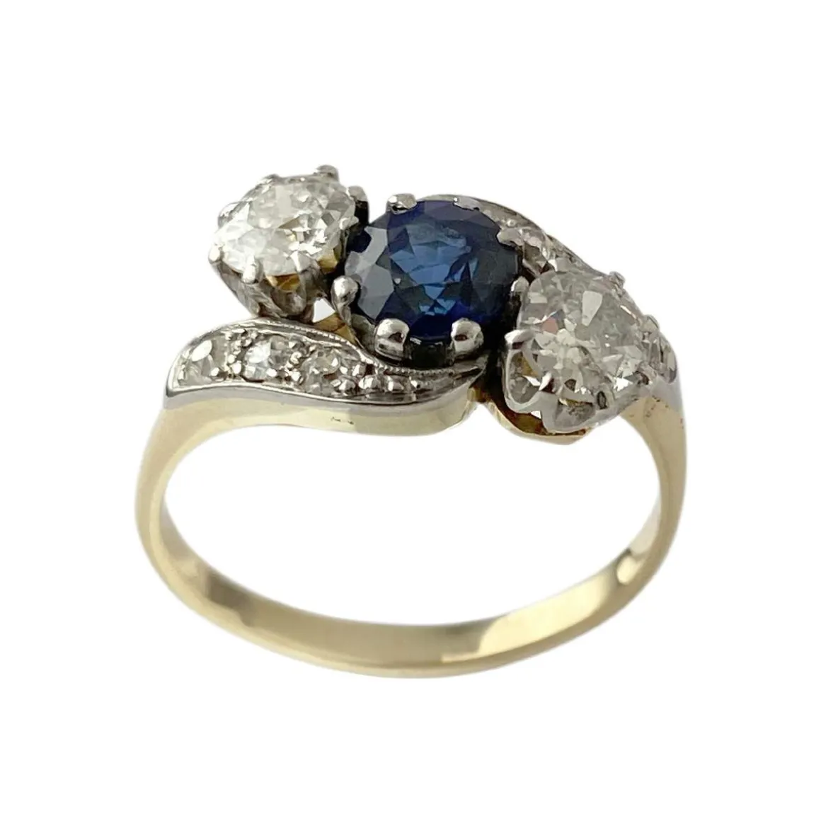 Bague d'occasion 750 2 ors diamants saphir