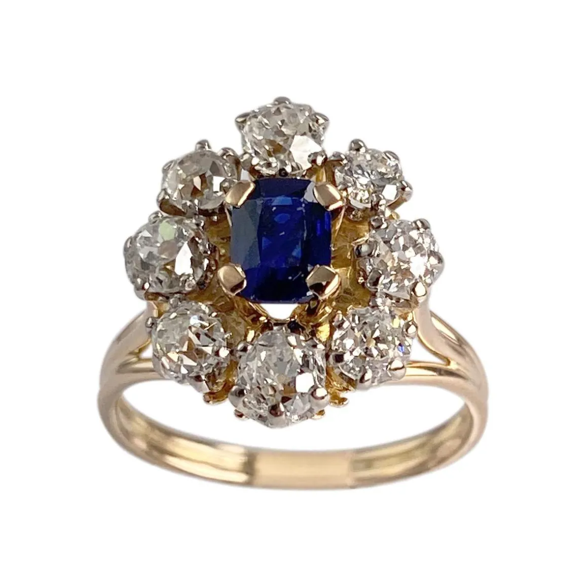 Bague d'occasion 2 ors 750 diamants saphir