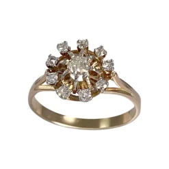 Bague d'occasion 2 ors 750 fleur diamants