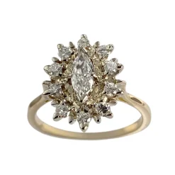 Bague d'occasion 2 ors 750 fleur diamants