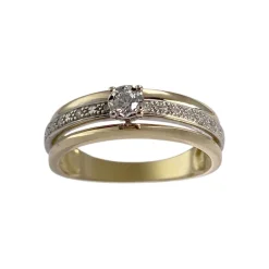 Bague d'occasion  2 ors 750 jaune diamants
