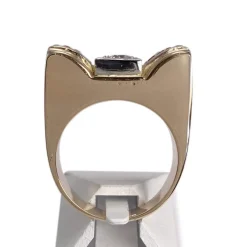 Bague d'occasion 2 ors 750 pierre blanche, rubis synthétiques