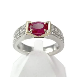 BAGUE d'occasion 2 ors 750 rubis diamants