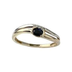 Bague d'occasion 2 ors 375 saphir diamants
