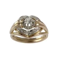 Bague d'occasion 2 ors 750 saphirs synthétiques blancs