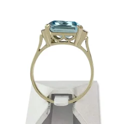 Bague d'occasion or 585 2 tons aigue marine diamants