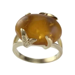 Bague d'occasion or 750 2 tons ambre
