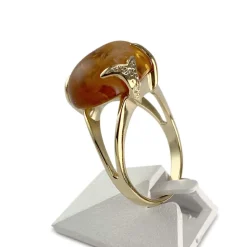 Bague d'occasion or 750 2 tons ambre