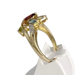 Bague d'occasion or 750 2 tons amethyste grenat topaze bleue citrine peridot diamant