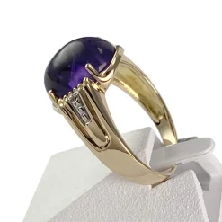 Bague d'occasion or 750 2 tons améthyste diamants