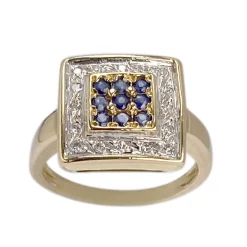 Bague d'occasion or 750 2 tons diamant saphir