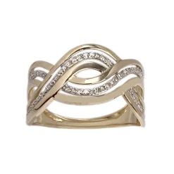 Bague d'occasion or 375 2 tons diamant
