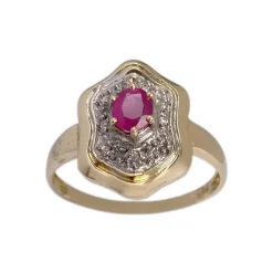 Bague d'occasion  or 750 2 tons diamants rubis