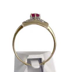 Bague d'occasion  or 750 2 tons diamants rubis