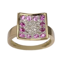 Bague d'occasion or 750 2 tons diamant rubis
