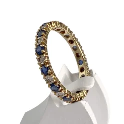 Bague d'occasion or 750 2 tons diamants,  saphirs