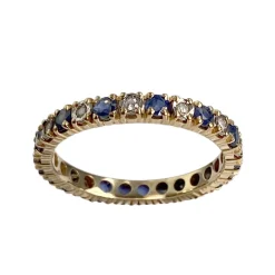 Bague d'occasion or 750 2 tons diamants,  saphirs
