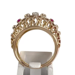Bague d'occasion or 750 2 tons diamant rubis