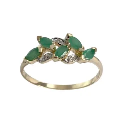 Bague d'occasion  or 750 2 tons diamants émeraudes