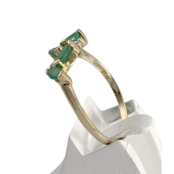 Bague d'occasion  or 750 2 tons diamants émeraudes