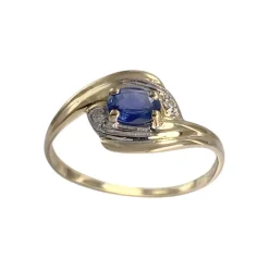 Bague d'occasion  or 750 2 tons diamants saphir