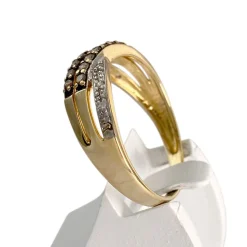 Bague d'occasion or 750 2 tons  diamants