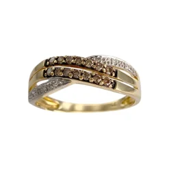 Bague d'occasion or 750 2 tons  diamants