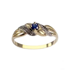 Bague d'occasion or 750 2 tons diamants saphir