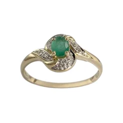 Bague d'occasion or 750 2 tons diamants émeraude