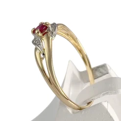 Bague d'occasion or 750 2 tons diamant rubis
