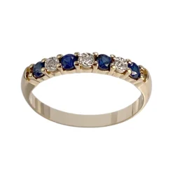 Bague d'occasion or 750 2 tons  diamants saphirs