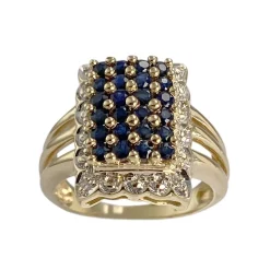 Bague d'occasion  or 750 2 tons diamants et saphirs