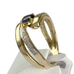 Bague d'occasion or 750 2 tons diamants saphir