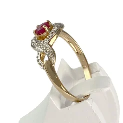 Bague d'occasion  or 750 2 tons diamants rubis