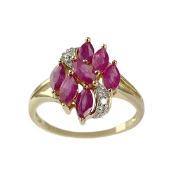 Bague d'occasion or 750 2 tons diamants, rubis