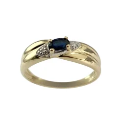 Bague d'occasion  or 750 2 tons diamants saphir