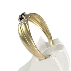 Bague d'occasion  or 750 2 tons diamants saphir