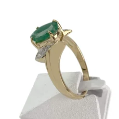 Bague d'occasion or 585 2 tons émeraude diamants