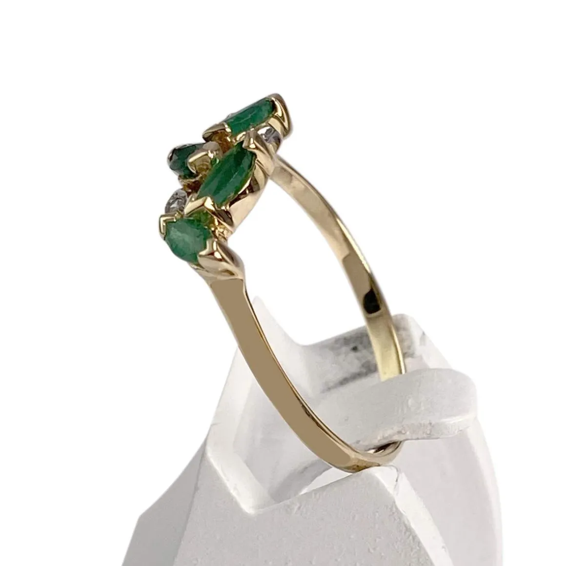 Bague d'occasion or 750 2 tons émeraudes diamants