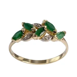 Bague d'occasion  or 750 2 tons émeraudes diamants
