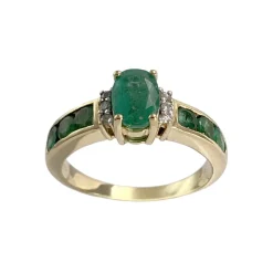 Bague d'occasion  or 750 2 tons émeraudes  diamants
