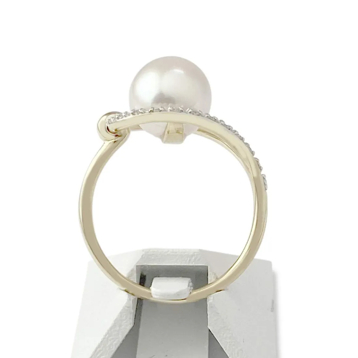 Bague d'occasion or 750 2 tons perle de culture du Japon et diamants