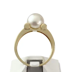 Bague d'occasion or 750 2 tons perle de culture diamants