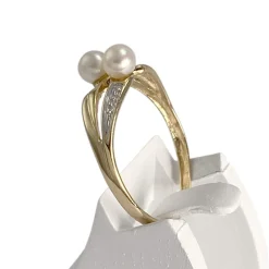 Bague d'occasion  or 750 2 tons perles de culture