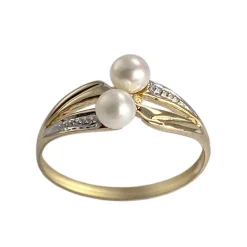 Bague d'occasion  or 750 2 tons perles de culture