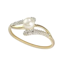 Bague d'occasion  or 750 2 tons perle de culture de Chine