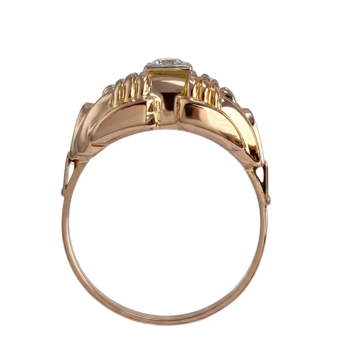 Bague d'occasion or 750 2 tons pierre blanche synthétique