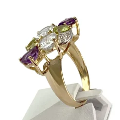Bague d'occasion or 750 2 tons pierres fines