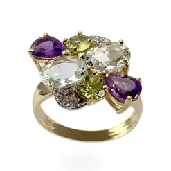 Bague d'occasion or 750 2 tons pierres fines