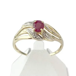 Bague d'occasion or 750 2 tons rubis diamants